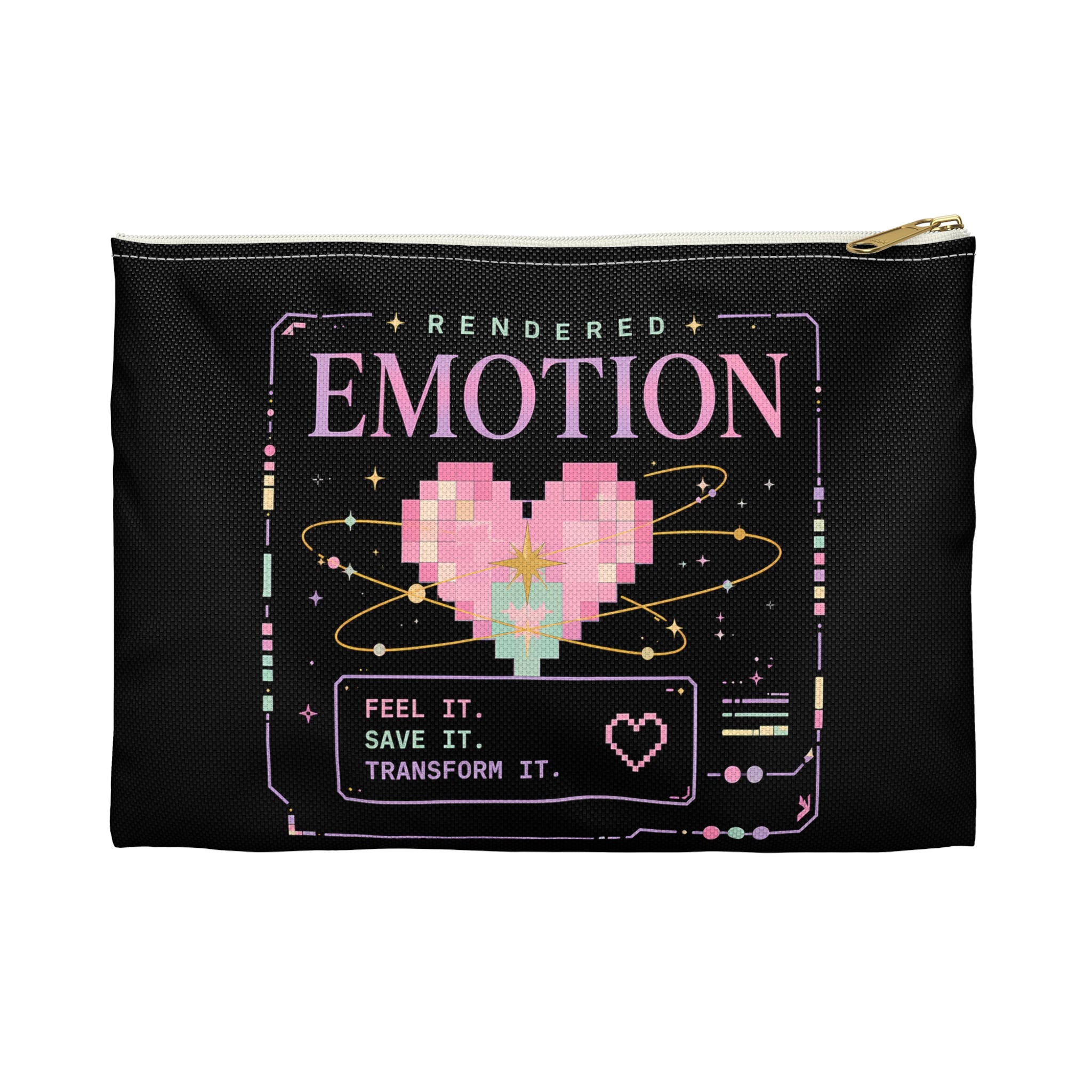 Emotion Pixel Heart Accessory Pouch — Retro Gamer Cosmetic Bag