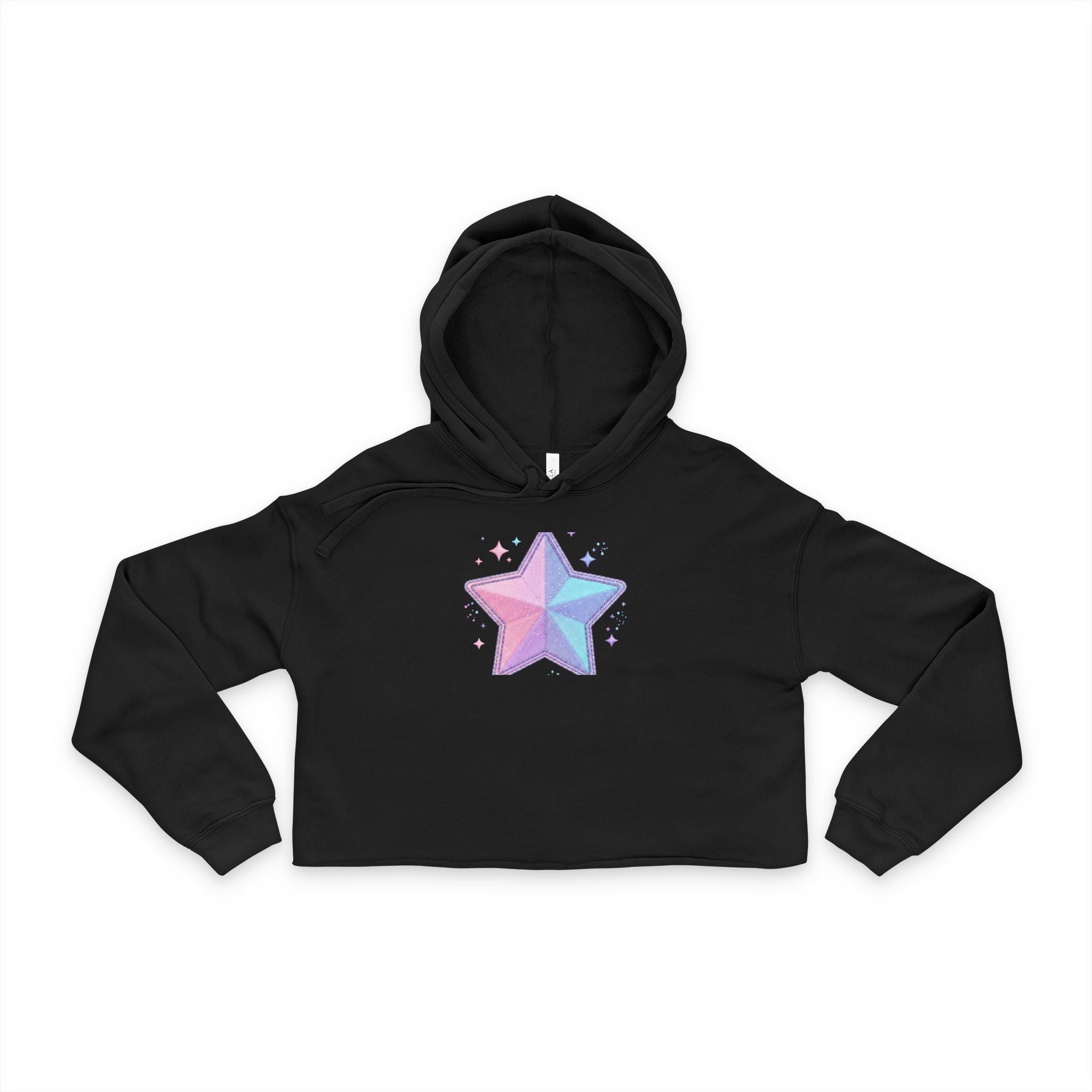 Pastel Prism Star Crop Hoodie