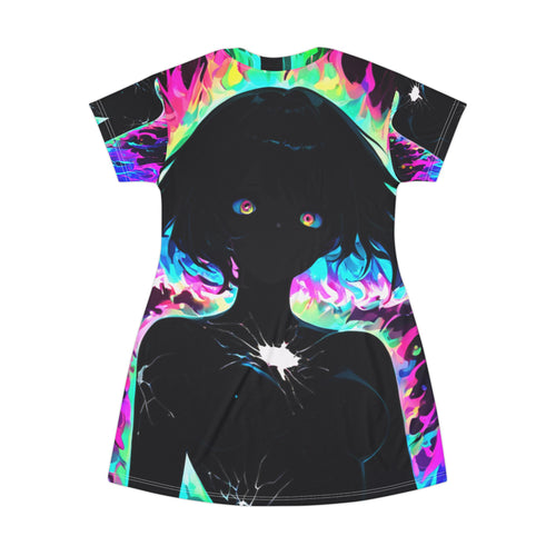 Stealth & Glitter – All-Over Print Dress – Cosmic Aura Silhouette Design