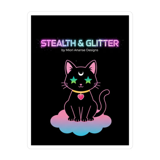 Stealth and Glitter -- Vinyl Decal Cosmic Cat Kiss-Cut Decal Sticker | Pastel Shojo-Inspired Design