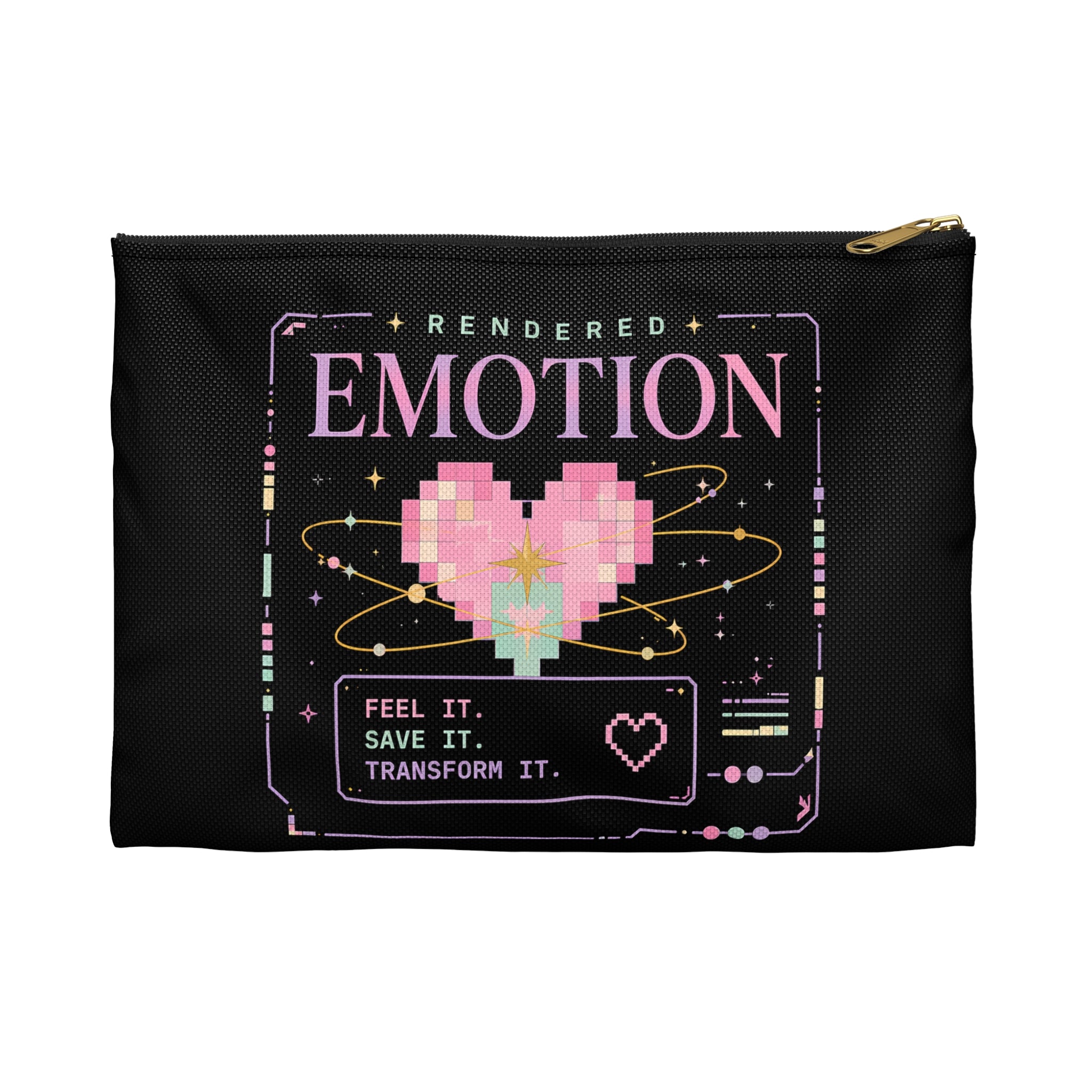 Emotion Pixel Heart Accessory Pouch — Retro Gamer Cosmetic Bag