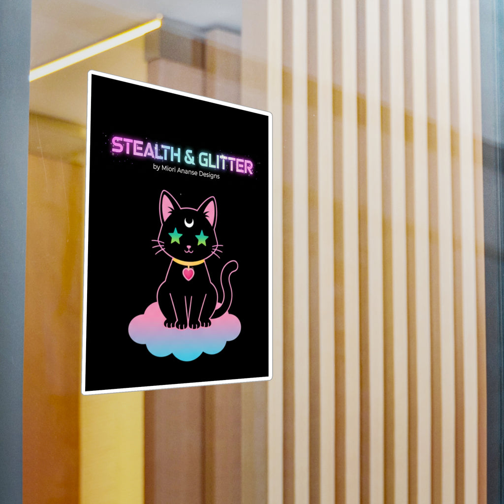 Stealth and Glitter -- Vinyl Decal Cosmic Cat Kiss-Cut Decal Sticker | Pastel Shojo-Inspired Design