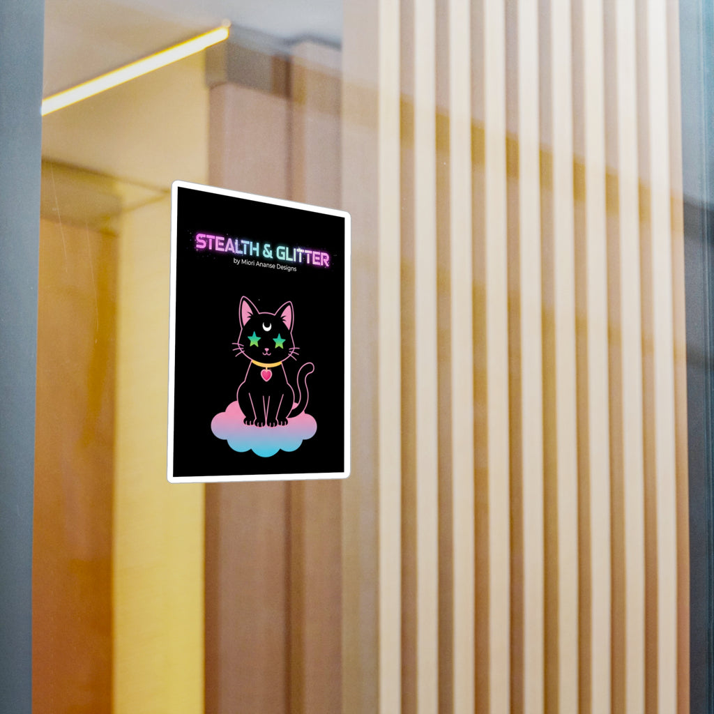 Stealth and Glitter -- Vinyl Decal Cosmic Cat Kiss-Cut Decal Sticker | Pastel Shojo-Inspired Design