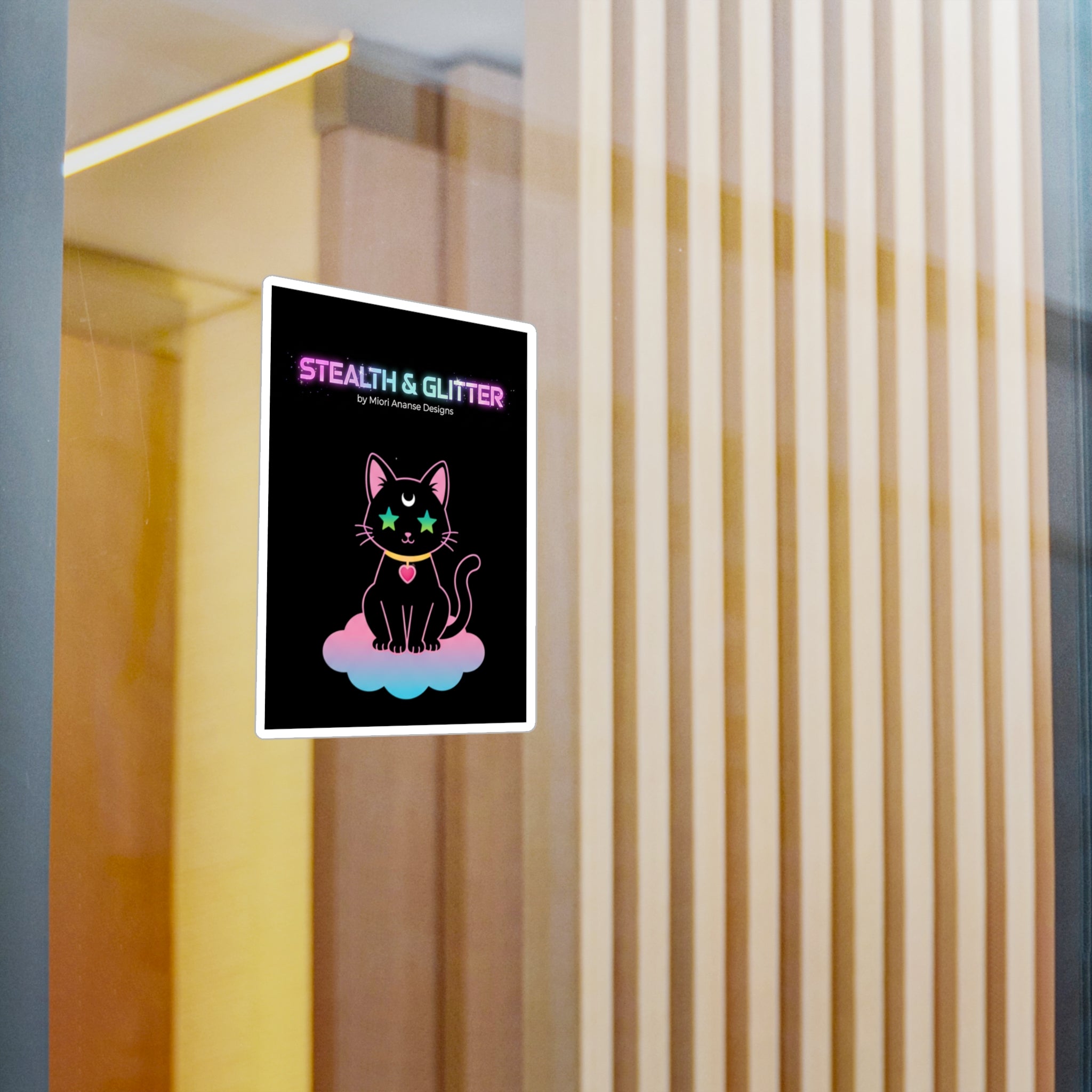 Stealth and Glitter -- Vinyl Decal Cosmic Cat Kiss-Cut Decal Sticker | Pastel Shojo-Inspired Design