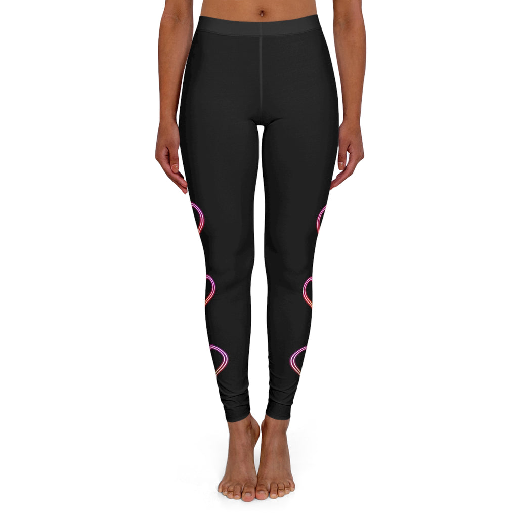 Stealth and Glitter - Black Leggings with Pink Gradient Heart Accents