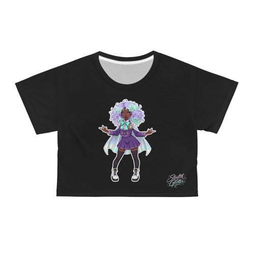 Stealth & Glitter – Crop Tee – Pastel Magical Girl Character Design