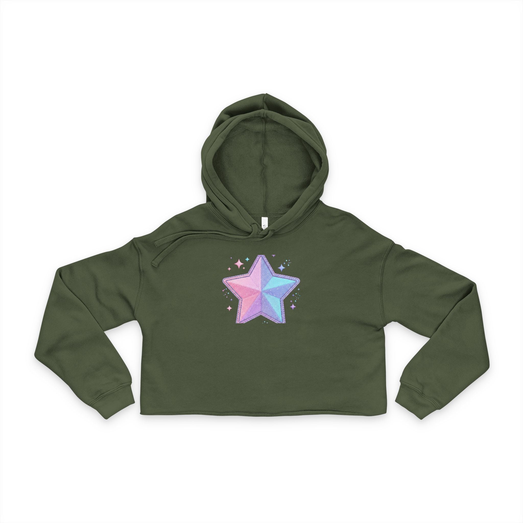 Pastel Prism Star Crop Hoodie