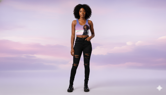 Stealth & Glitter – Cosmic Pulse Crop Top