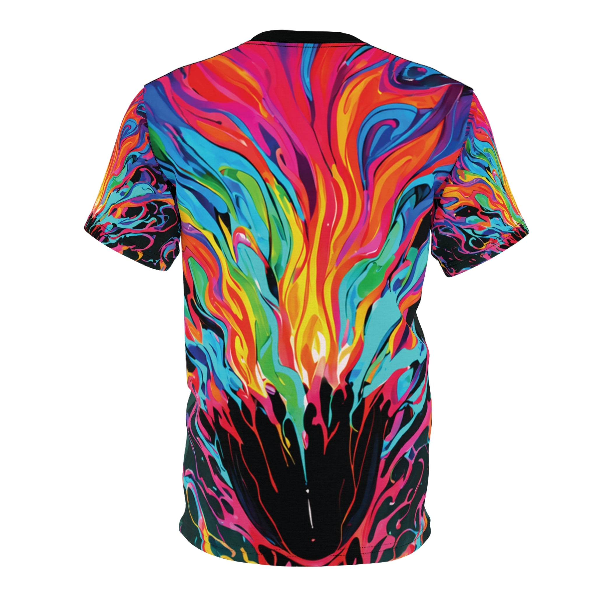 Stealth & Glitter – Heavy Cotton Tee – Neon Flame Head Silhouette Design