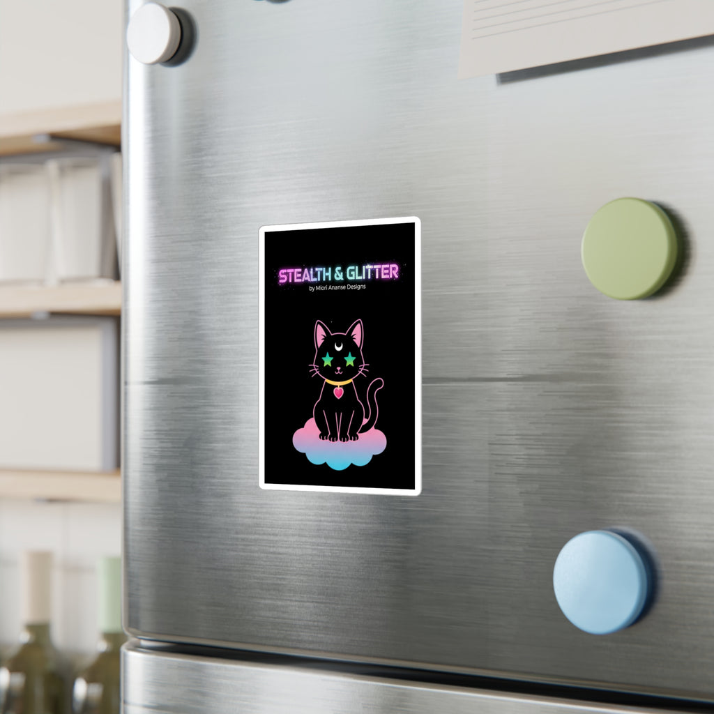 Stealth and Glitter -- Vinyl Decal Cosmic Cat Kiss-Cut Decal Sticker | Pastel Shojo-Inspired Design