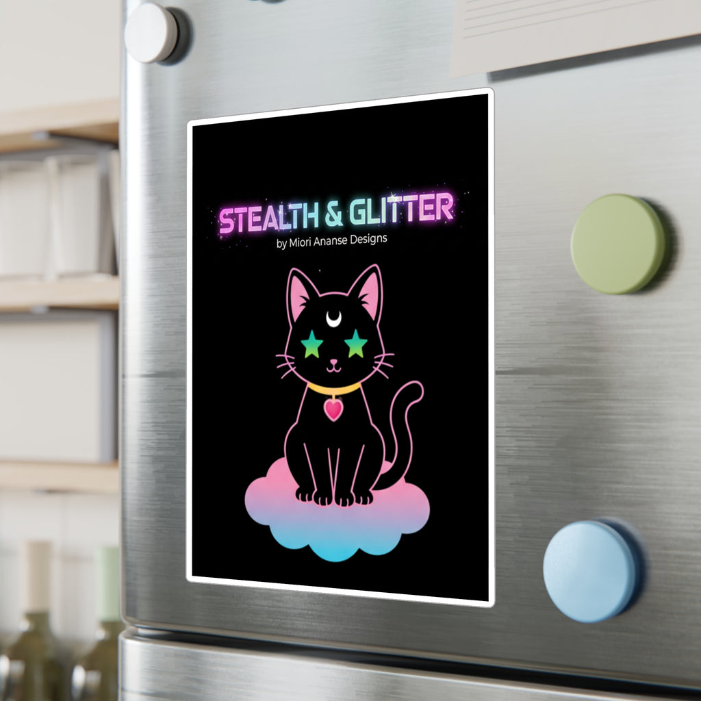 Stealth and Glitter -- Vinyl Decal Cosmic Cat Kiss-Cut Decal Sticker | Pastel Shojo-Inspired Design