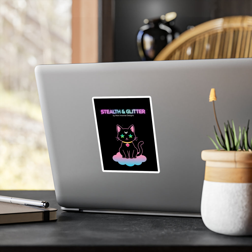 Stealth and Glitter -- Vinyl Decal Cosmic Cat Kiss-Cut Decal Sticker | Pastel Shojo-Inspired Design