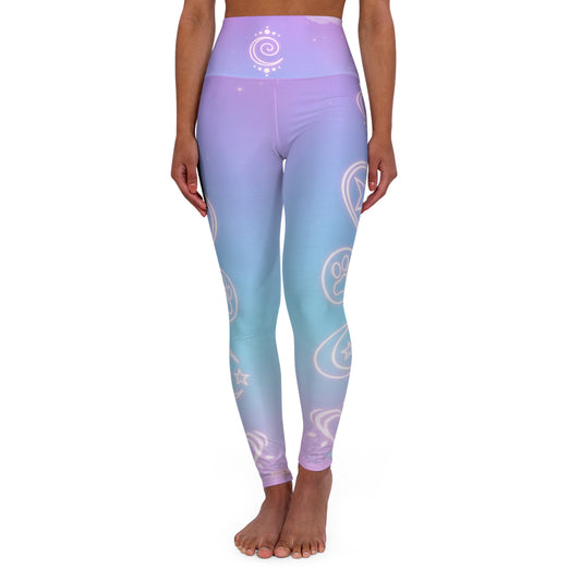 Stealth and Glitter - Yoga Leggings - Celestial Sigil Design in Dreamy Hues