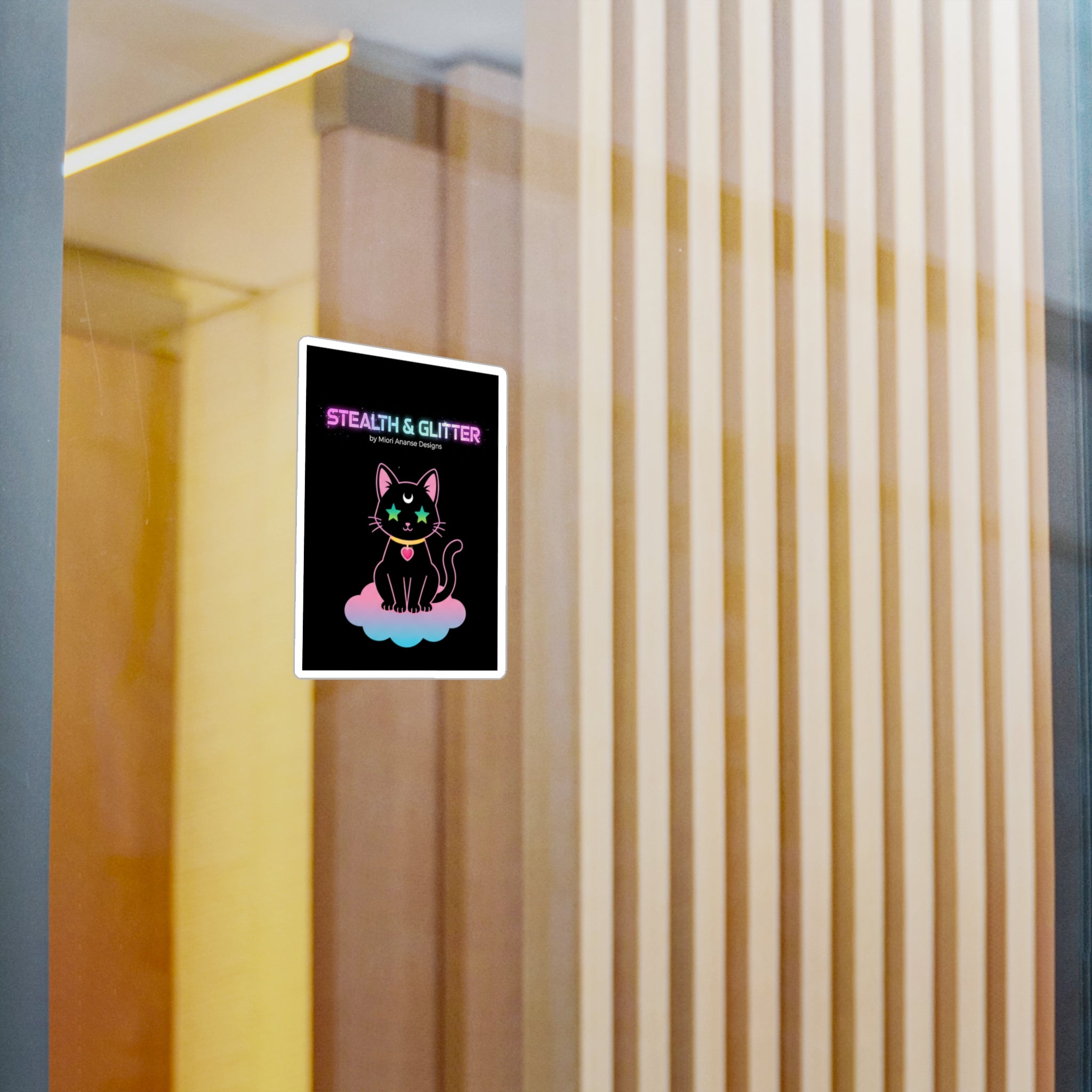 Stealth and Glitter -- Vinyl Decal Cosmic Cat Kiss-Cut Decal Sticker | Pastel Shojo-Inspired Design