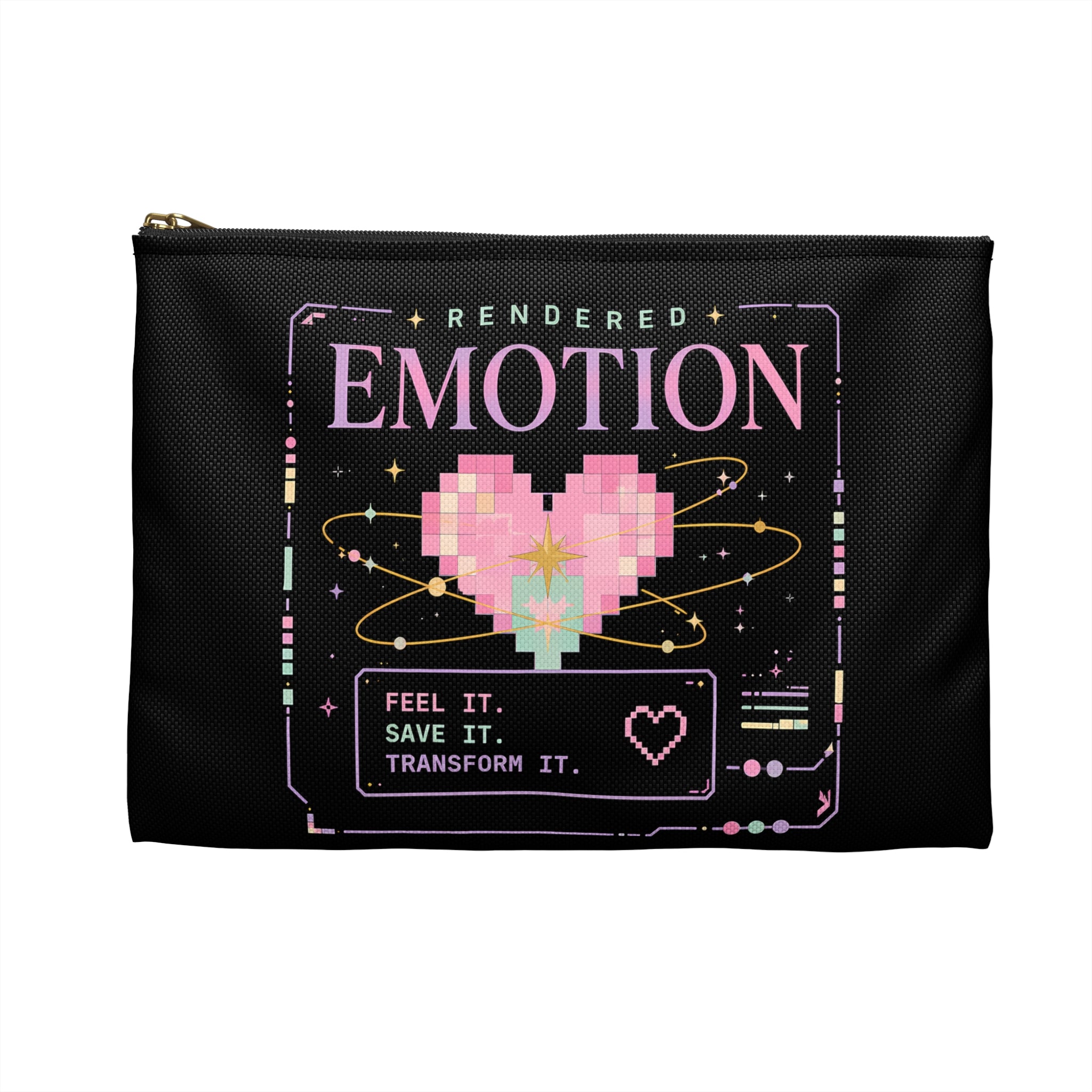 Emotion Pixel Heart Accessory Pouch — Retro Gamer Cosmetic Bag