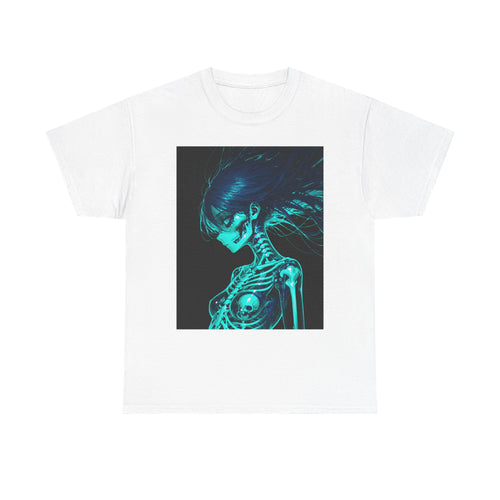 Stealth & Glitter – Boxy Tee – Neon Skeleton Design