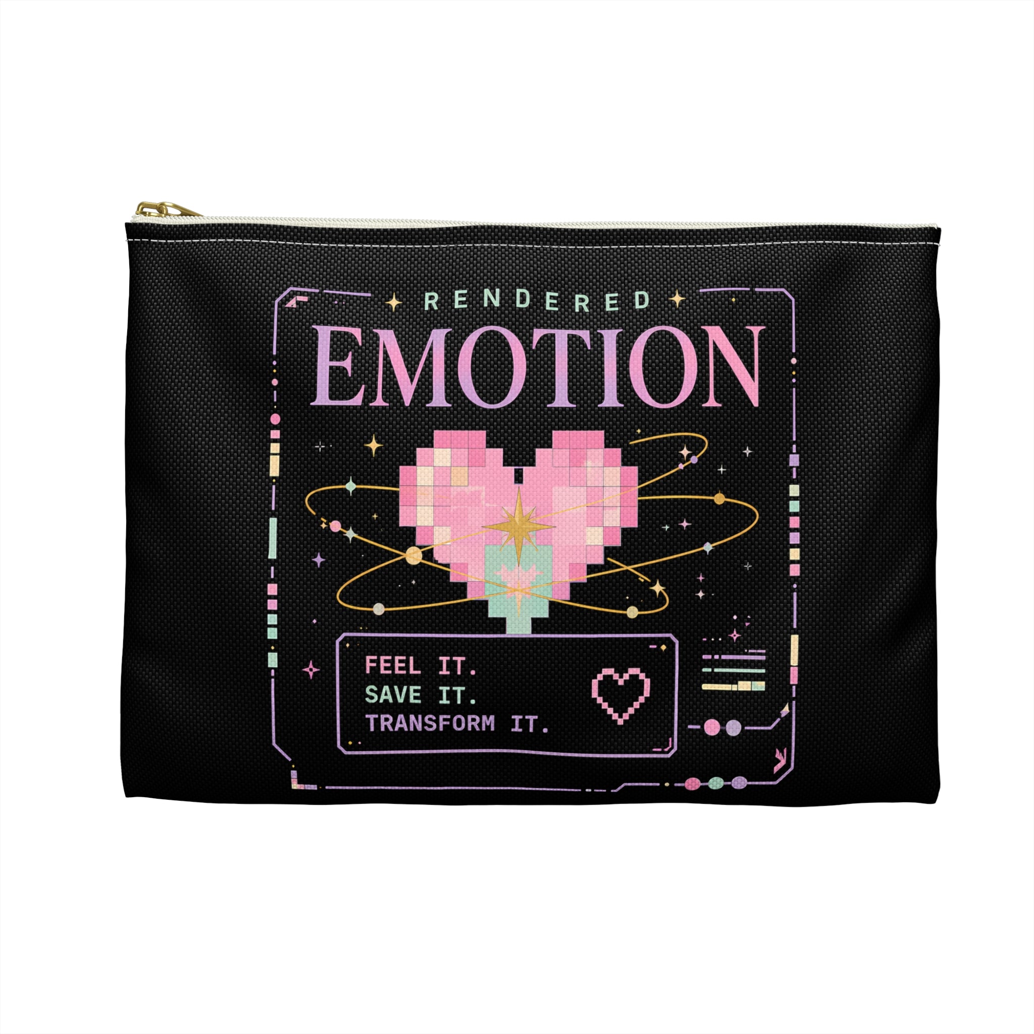 Emotion Pixel Heart Accessory Pouch — Retro Gamer Cosmetic Bag
