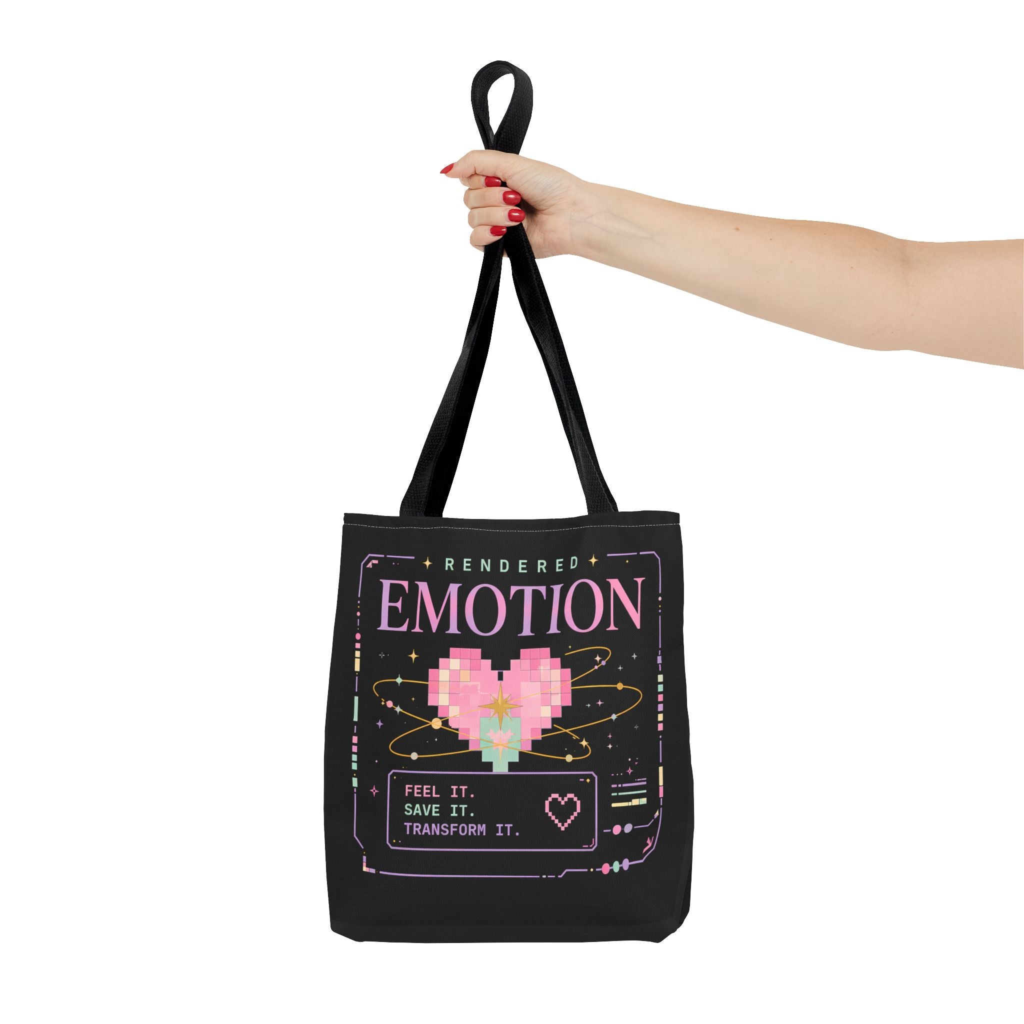Canvas Tote Bag - Rendered Emotion Pixel Heart