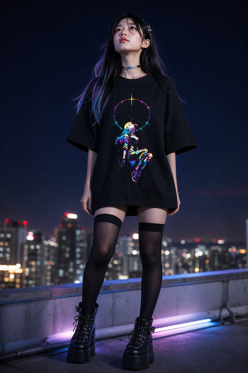 Neon Lux Ring Girl - Heavy Cotton Tee
