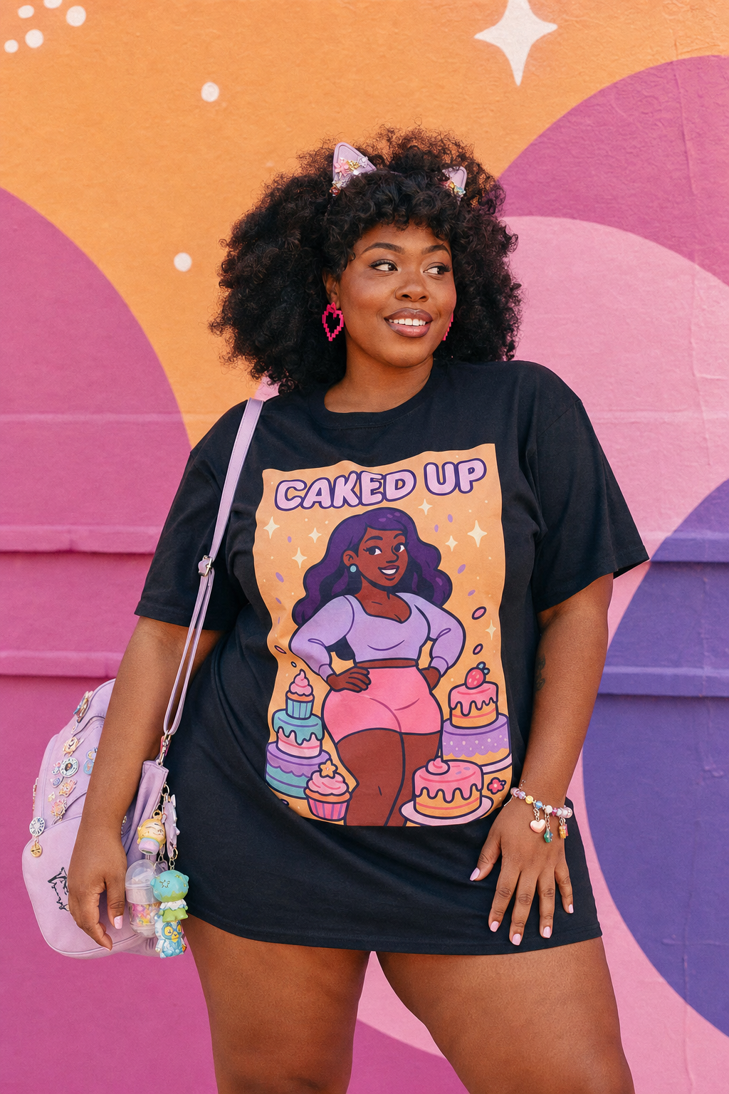 Caked Up T‑Shirt — Plus‑Size Confident Girl Graphic Tee