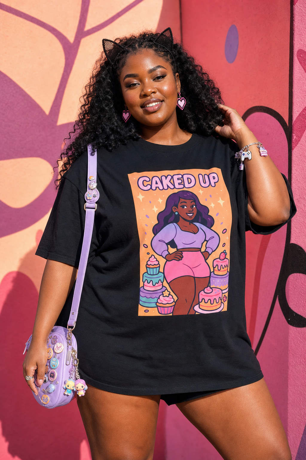 Caked Up T‑Shirt — Plus‑Size Confident Girl Graphic Tee