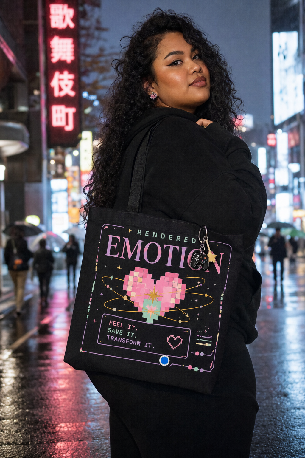 Canvas Tote Bag - Rendered Emotion Pixel Heart