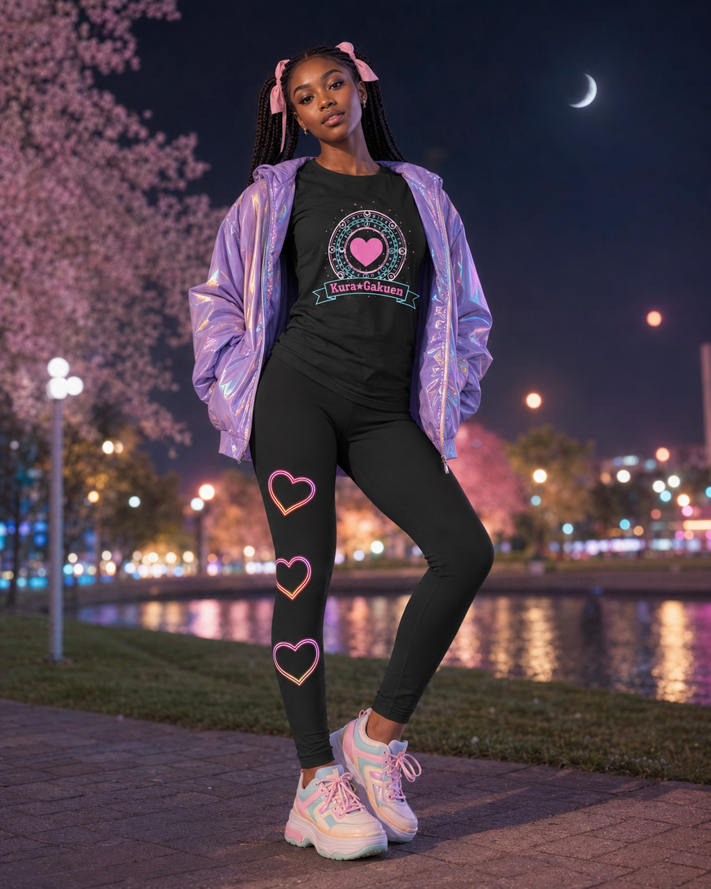 Stealth and Glitter - Anime Outfit Bundle - Leggings plus Crop Tee