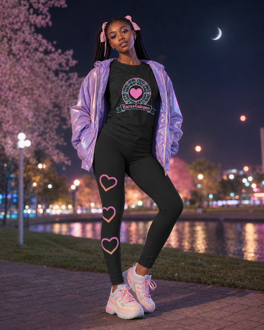 Stealth and Glitter - Anime Outfit Bundle - Leggings plus Crop Tee